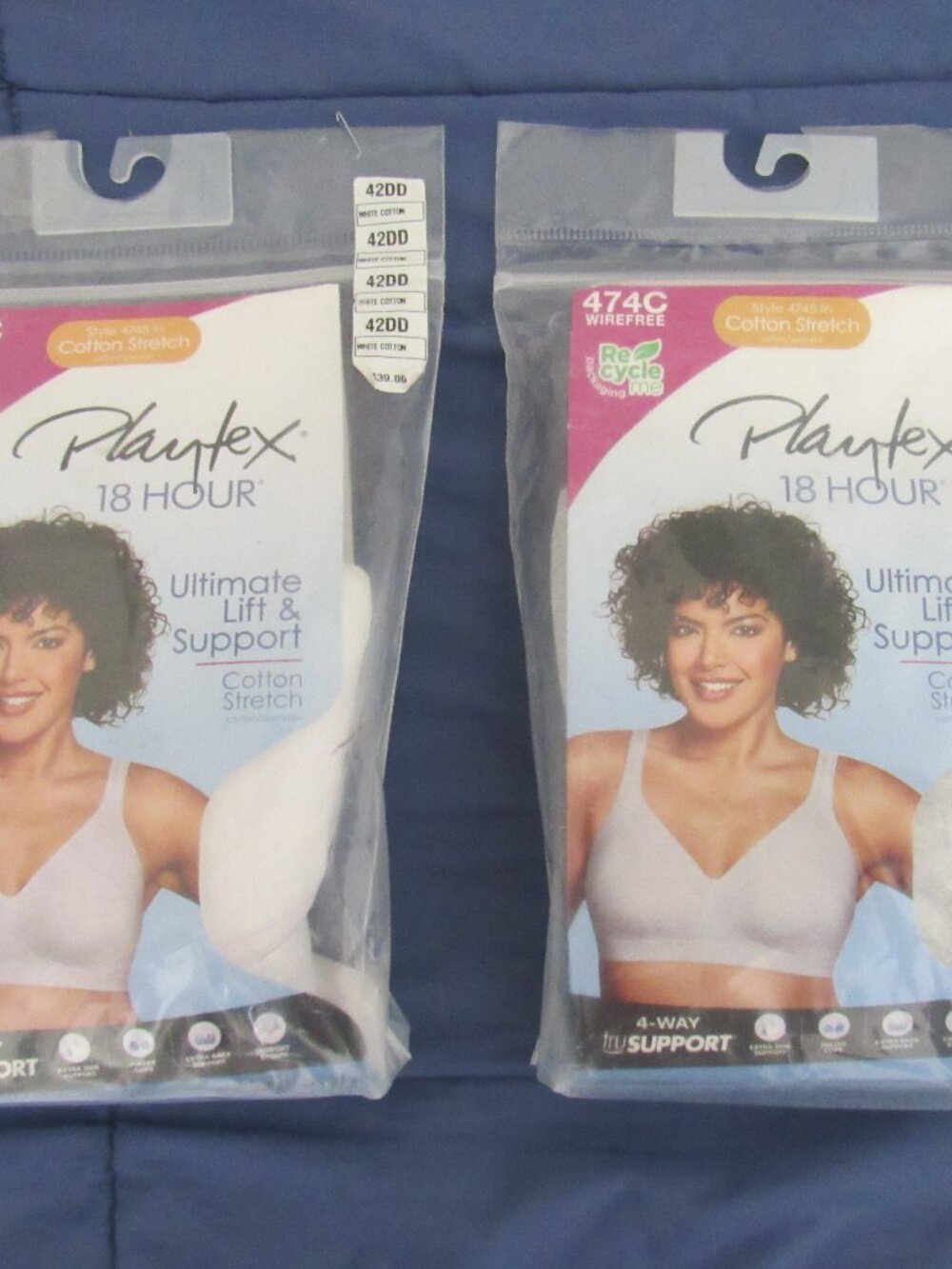 NEW $39 PLAYTEX 18 HR. COTTON BRAS SIZE 42DD:  YOU GET 2 BRAS